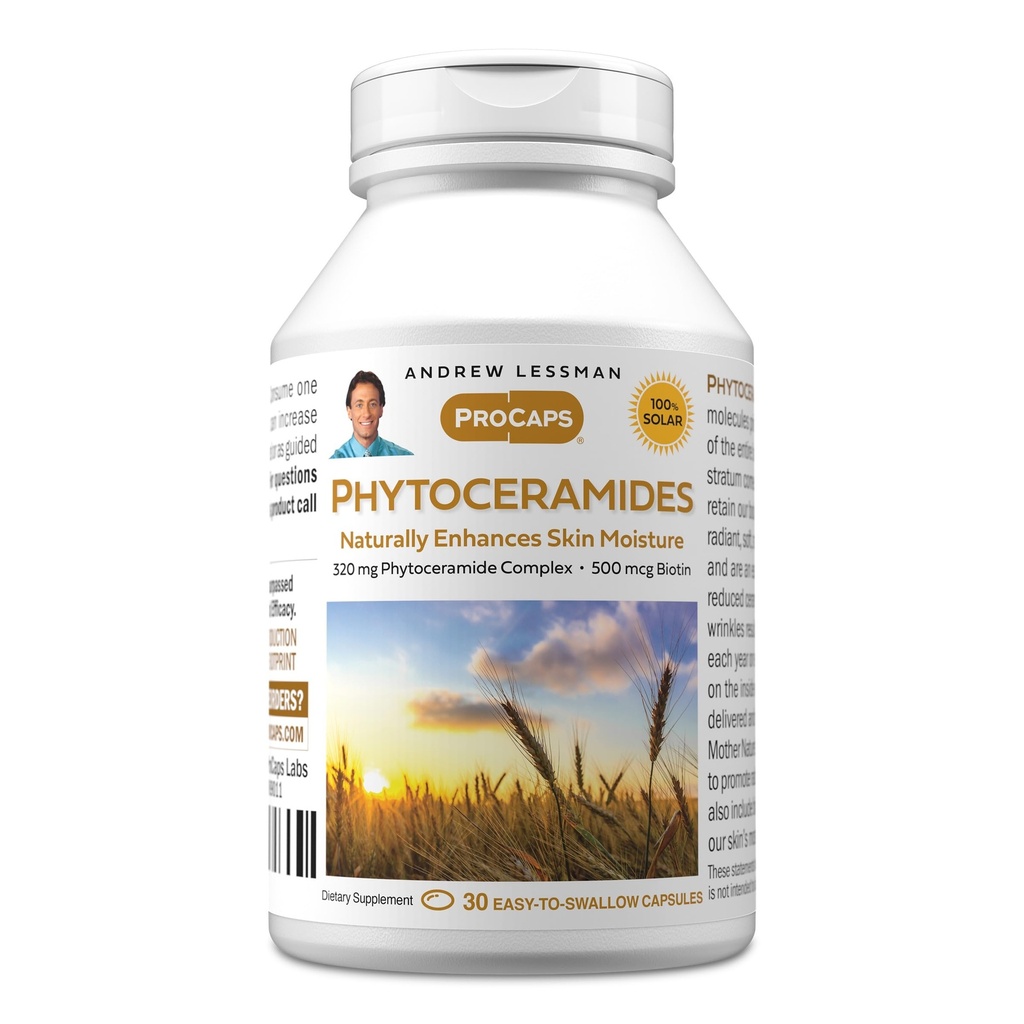 ANDREW LESSMAN Phytoceramides with Biotin 30 Softgels - Skin’s Vital Natural Internal Moisturizer. Naturally Enhances Soft, Smooth, Radiant Skin. No Additives. Small Easy to Swallow Softgels
