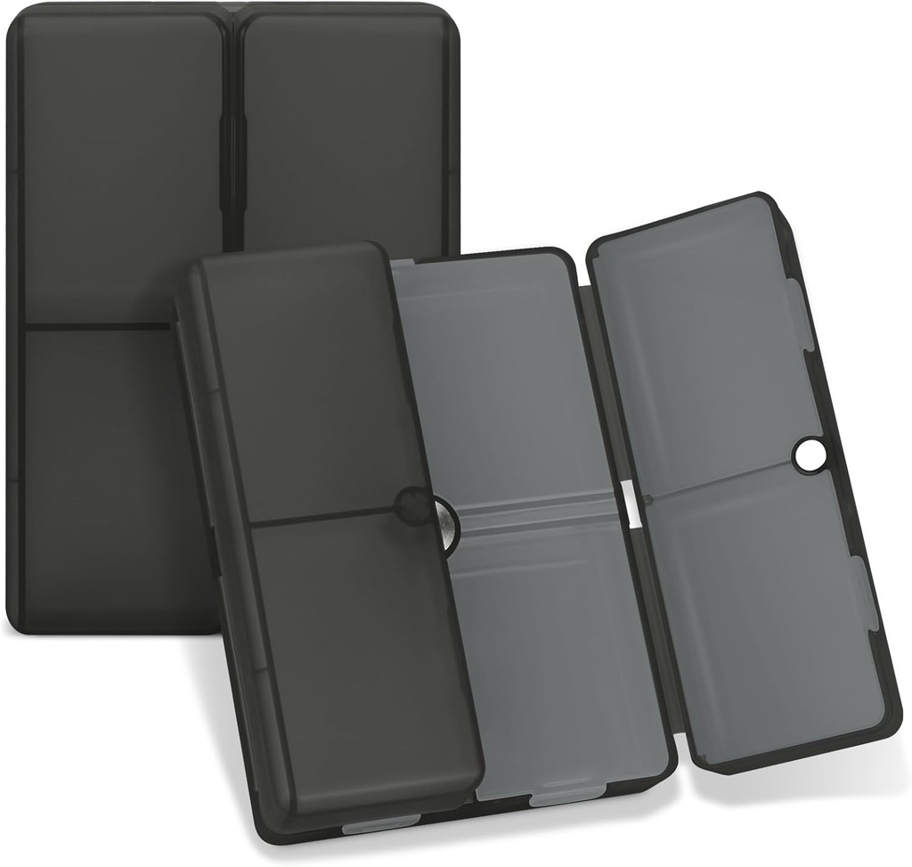 FYY Daily Pill Organizer, 7 διαμερίσματα Portable Pill Case Travel Pill Organizer, [Folding Design] Pill Box για Purse Pocket για να κρατήσει βιταμίνες, Cod Liver Oil, Συμπληρώματα και φάρμακα-Καθαρό μαύρο