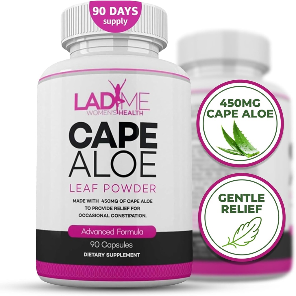 Pure Cape Aloe Herbal Laxative for Constipation Relief - Healthy Bowel Movement - Natural Colon Cleanse & Detox Συμπλήρωμα Διατροφής - Ειδικά σχεδιασμένο για γυναίκες από Ladyme - 90 Κάψουλες
