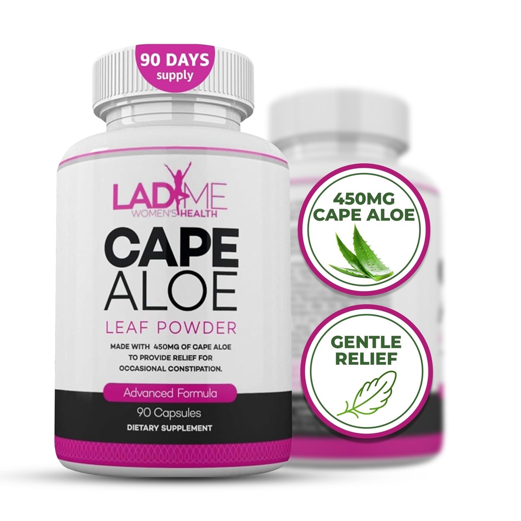 Pure Cape Aloe Herbal Laxative for Constipation Relief - Healthy Bowel Movement - Natural Colon Cleanse & Detox Συμπλήρωμα Διατροφής - Ειδικά σχεδιασμένο για γυναίκες από Ladyme - 90 Κάψουλες