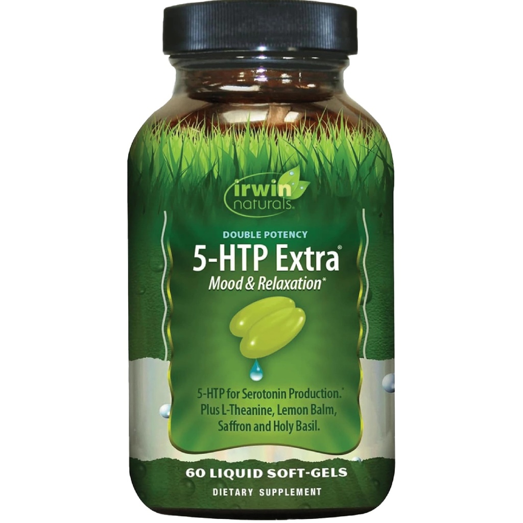 Irwin Naturals Double Potency 5-HTP Extra - 60 Liquid Soft-Gels - για χαλάρωση & παραγωγή σεροτονίνης - 30 εξυπηρετήσεις