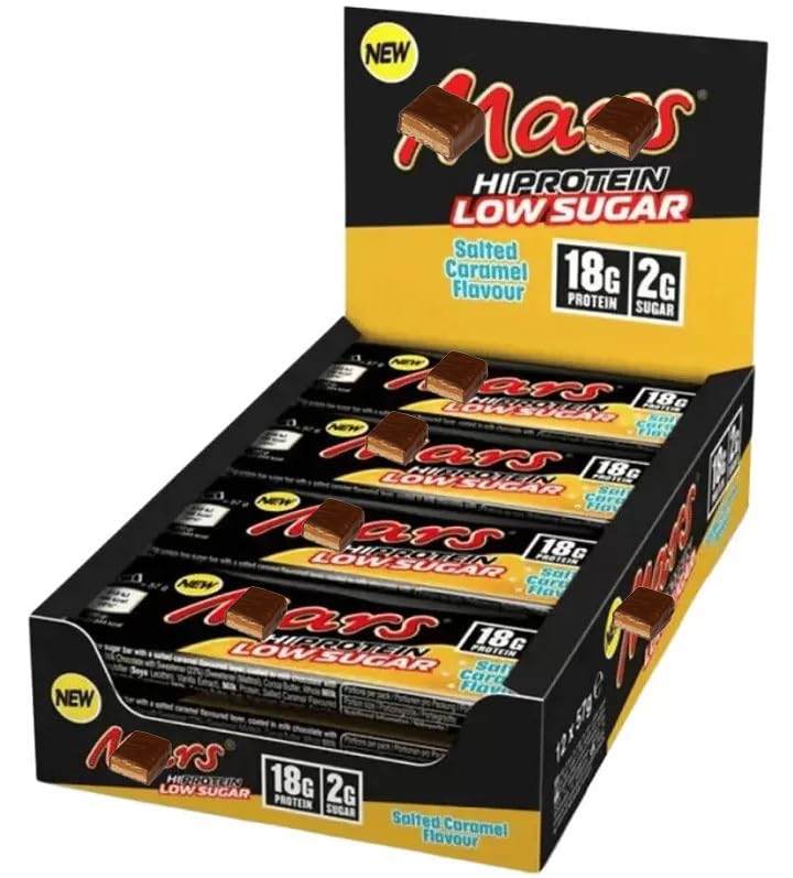 Hi Protein Bars, Nutritious Snacks to Support Energy, Salted Caramel, High Protein 18g, Low Sugar 2g, Chocolate Caramel Snack, Ideal for Workout Recovery, On-the-Go Energy, Gym & Fitness Nutrition – 57g Each 12 Bar Value Box