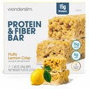 Wonderslim High Fiber Protein Bars, Fluffy Lemon Crisp | 15g Protein, 8g Fiber | Low Sugar, Low Carb | Healthy Indulgence | Satisfying, Supports Energy & On-the-Go Convenience, 7 Pack