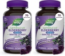 Nature's Way Sambucus Zero Sugar Immune Gummies,Daily Immune Support*,Black Elderberry Extract,Vitamin C,Vitamin D3,Zinc,Sugar Free,Sugar-Alcohol Free,Plant-Based Sweeteners,70 Gummies,(Pack of 2)