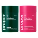Proper Digestive Wellness & Balance Bundle: Organic Greens & Bloat Relief Drink Mixes with Probiotics, Prebiotics, and Enzymes for Digestive Support and Gut Health