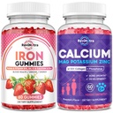 Iron Gummies Supplement for Adults & Kids | Calcium Potassium Magnesium Gummies | Bundle