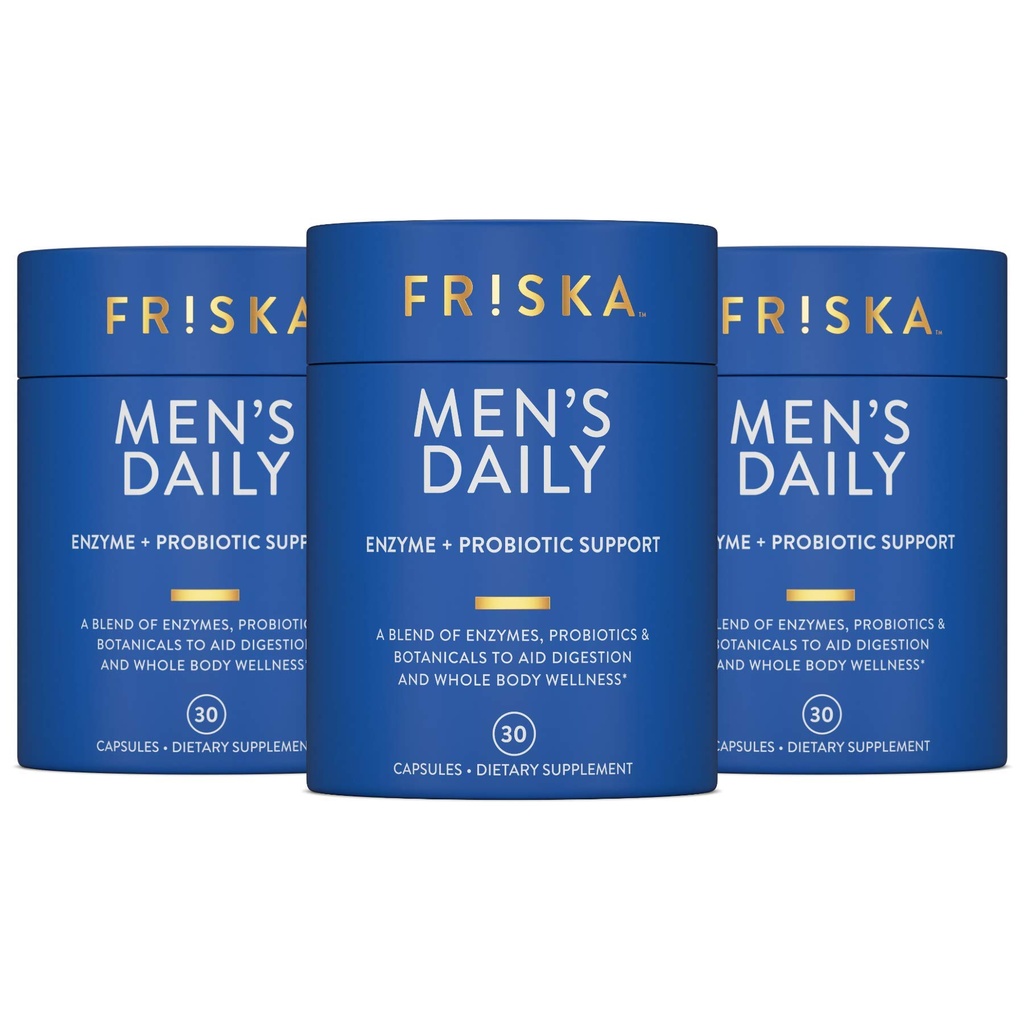FRISKA Ανδρικό ημερήσιο συμπλήρωμα πεπτικού ενζύμου και προβιοτικών, φυσική υποστήριξη για την υγεία των αρσενικών πνευστών, το πνεύμονα, το αέριο, την ανακούφιση δυσπεψίας, υποστηρίζει την υγεία των ούρων, τη λακτάση και B-βιταμίνες, 90 κάψουλες