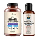AMANDEAN Premium Brain Health Supplement & Liposomal Glutathione Bundle. Τριπλή Φόρμουλα με Μαγνήσιο L-Θρεονικό, ΗΠΑ-Grown Organic Lion’s Mane 6:1 Extract, και Alpha-GPC.
