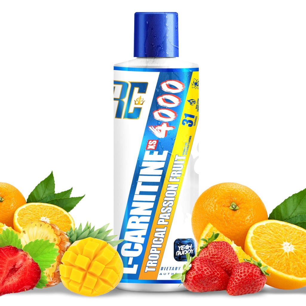 Ronnie Coleman Signature Series L-Carnitine XS 4000 Liquid, Stimulant Free, Sugar Free, Zero Carbs, Dietary Supplement for Men & Women, 16 oz (Tropical Passion Fruit)
