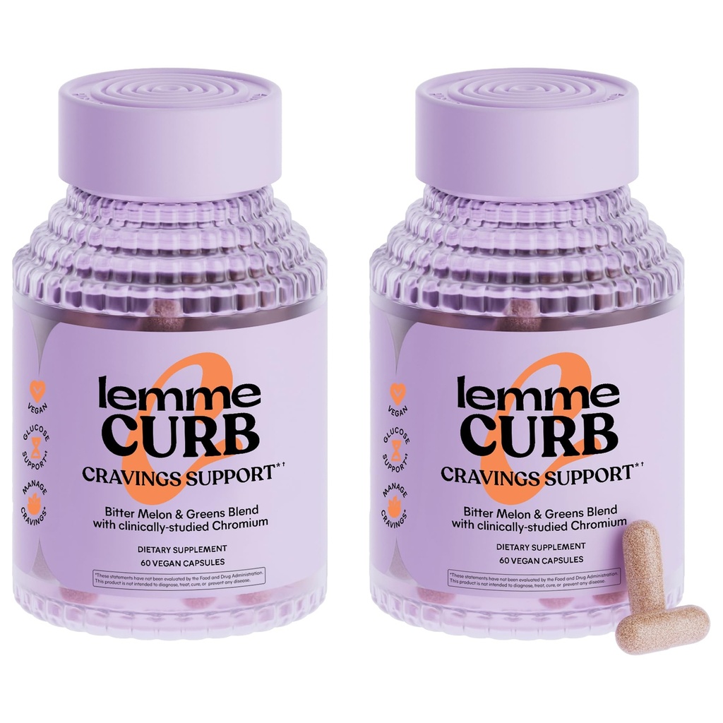 Lemme Curb - Cravings, Improve Carb Metabolism, Weight Management Support, Clinically Studied Chromium Picolinate, Bitter Melon, Ceylon Cinnamon & Greens Superfood - 60 Count (Pack of 2)