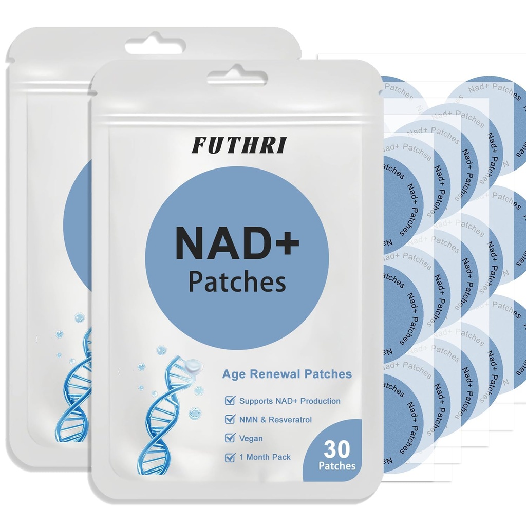NAD+Patches,Vegan, 60 Count | NAD Patches for Women & Men | Patch for Energy & Healthy Aging | with CoQ10 & Nicotinamide | Wear 60 Day