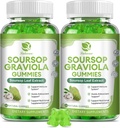 (2 Pack) Soursop Graviola Gummies - Φύλλα Soursop Extract w/Vitamin C, Ψευδάργυρος & Ολόκληρη Φυσική Τροφή για Ανοσία, Ήπαρ, Zzz & Αντιοξειδωτικό, Χωρίς Γλουτένη, Vegan, 120 Gummies