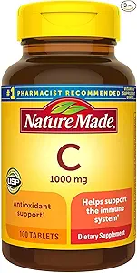 Nature Made Vitamin C 1000 mg Tablets, 100 Count to Help Support the Immune System