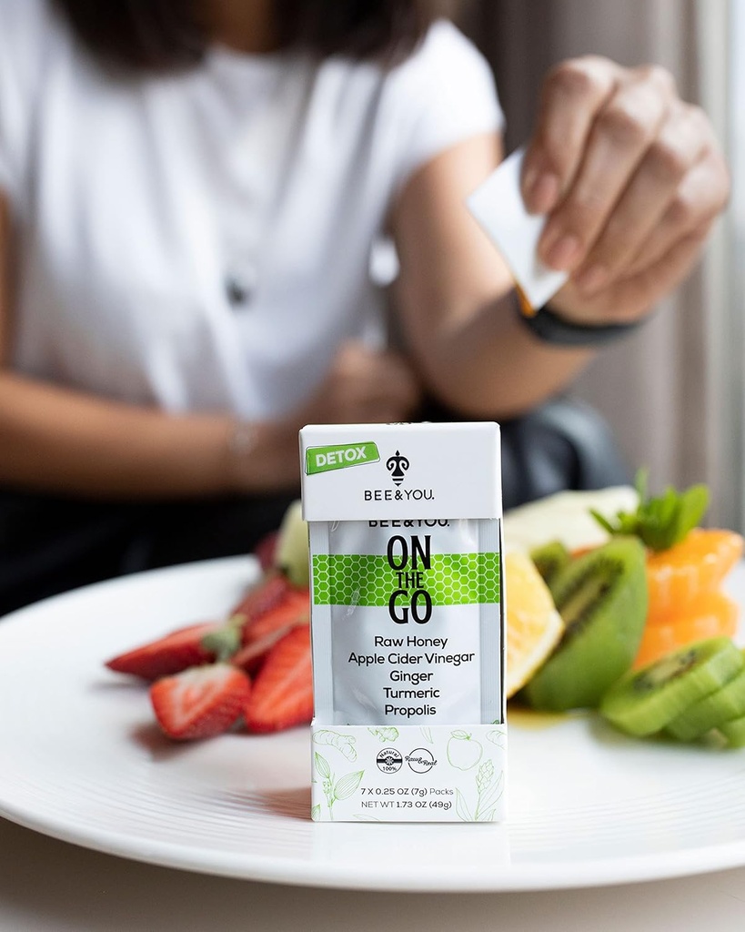 Bee and You On The Go, Immune Support Supplement, Ακατέργαστο μέλι, εκχύλισμα πρόπολης, ξύδι μηλίτη, Ginger, Turmeric, Κανέλα, Superfood, Great Tasting, για παιδιά και ενήλικες, 7 Pack