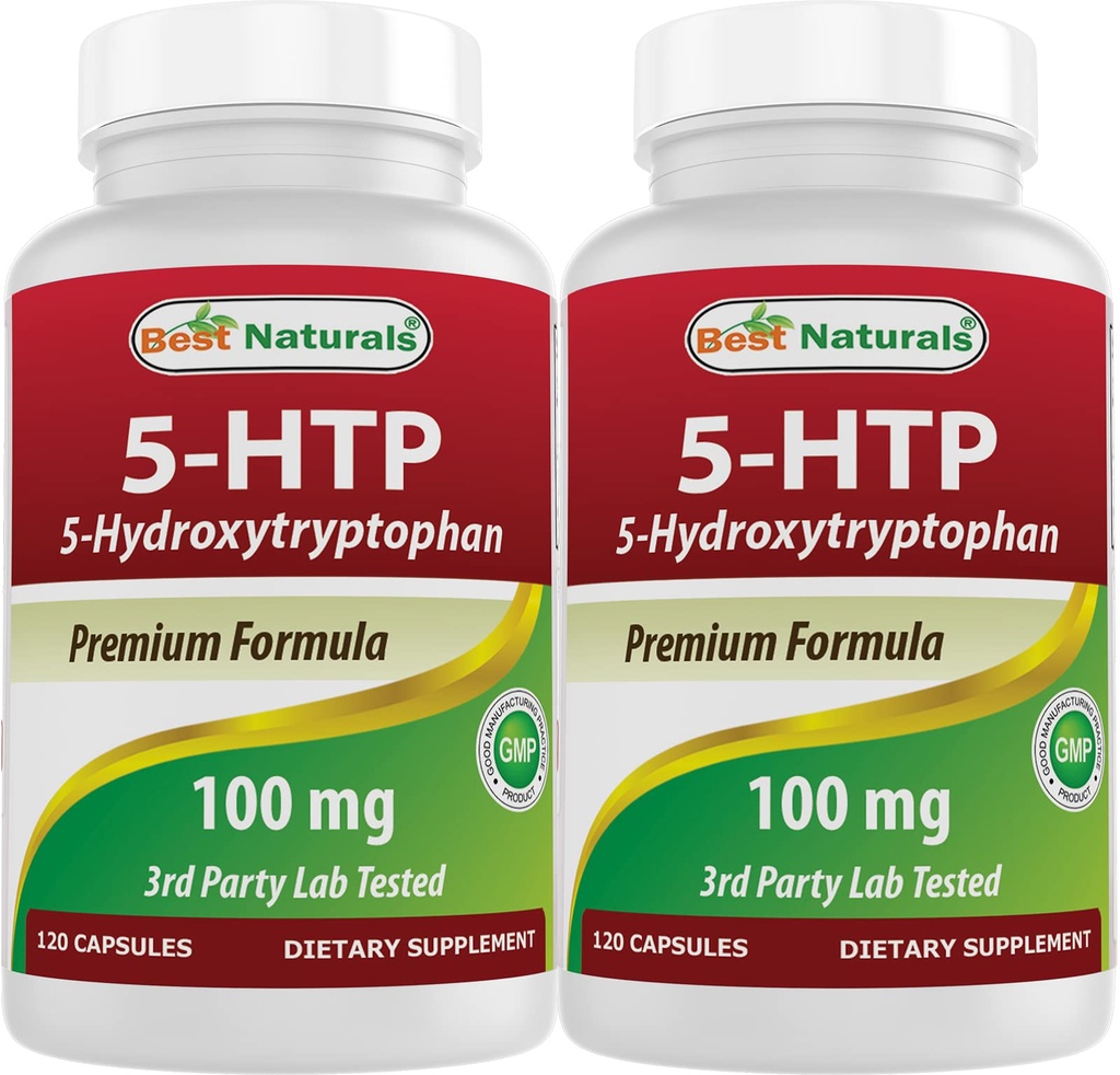 Best Naturals 2 Συσκευασία 5- HTP (5- υδροξυτρυπτοφάνη) 100 mg 120 Καψάκια