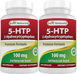 Best Naturals 2 Packs 5-HTP (5-hydroxytryptophan) 100 mg 120 Capsules