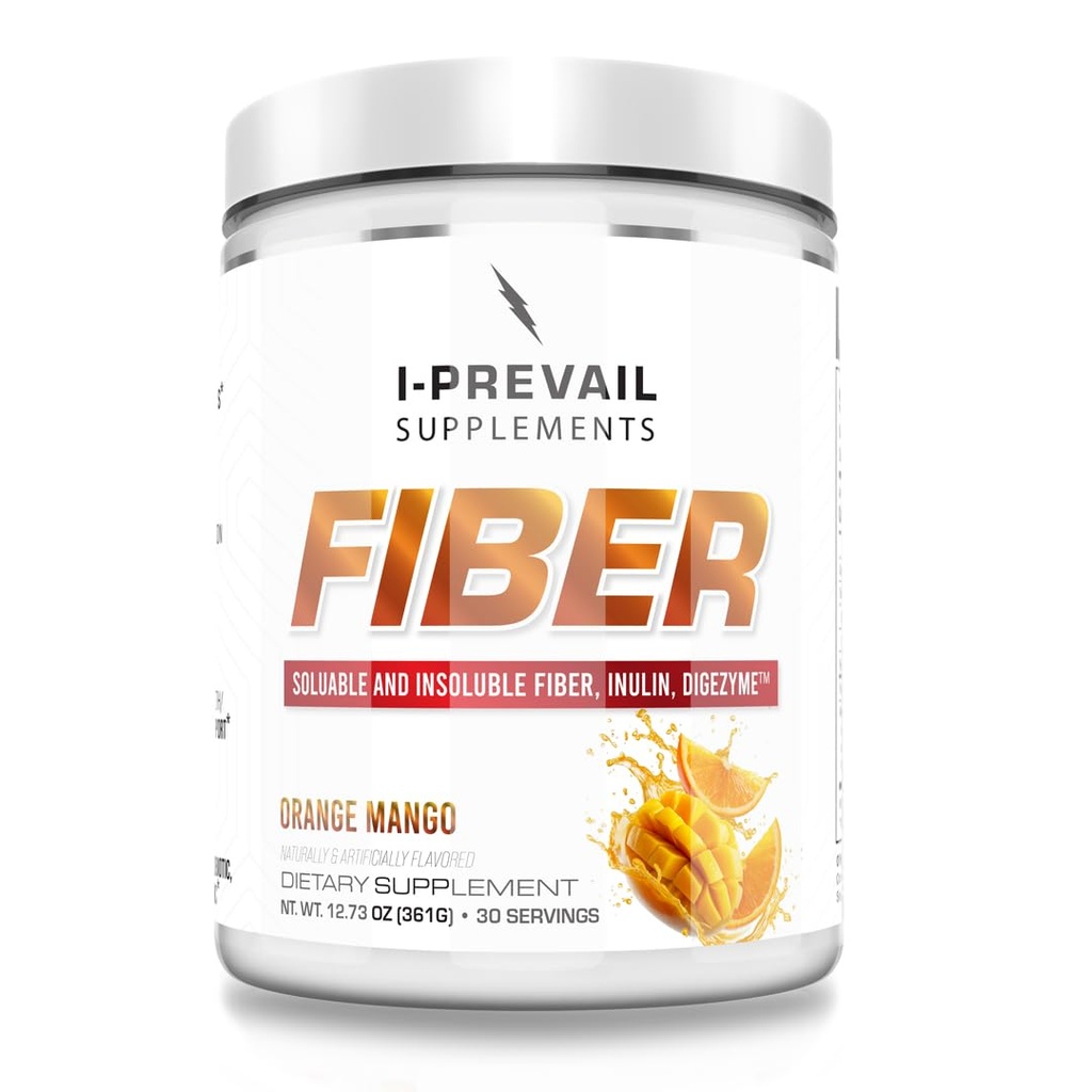 Fiber |8 Grams of Soluble and Insoluble Types | Gut Health, Digestion, Immunity | Vegan and Gluten Free | Great Flavors Easy Mixing | 30 Servings (Orange Mango)