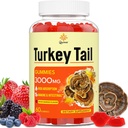 Turkey Tail Mushroom, Turkey Tail (100% Fruiting Body, 40% Beta Glucans) add Black Pepper, Mushroom Gummies for Gut, Energy, Brain & Immune Support, Mixed Berries Flavor | Vegan, Non-GMO, 60ct