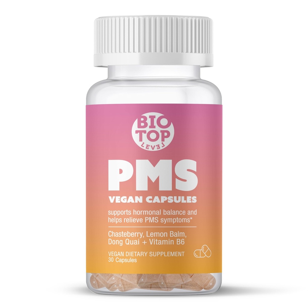 PMS συμπλήρωμα υποστήριξης για τις γυναίκες & PMS ανακούφιση, ισορροπία ορμονών & εμμηνορρυσιακή περίοδο ανακούφιση για τα cramps, Bloating & Mood swings με chasteberry, βιταμίνη Β6, λεμόνι balm, Dong Quai, 30 κόμης