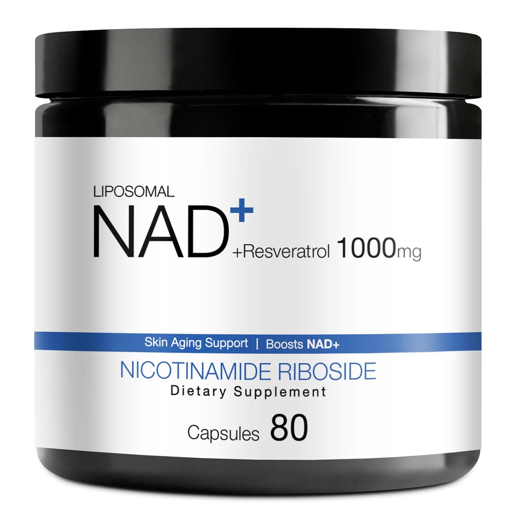 NAD Supplement - NAD Nicotinamide Riboside Resveratrol 1000mg for Men Women, Liposomal NAD Plus for Energy Anti-Aging, NR Supplement for Energy, Focus, Boost NAD+
