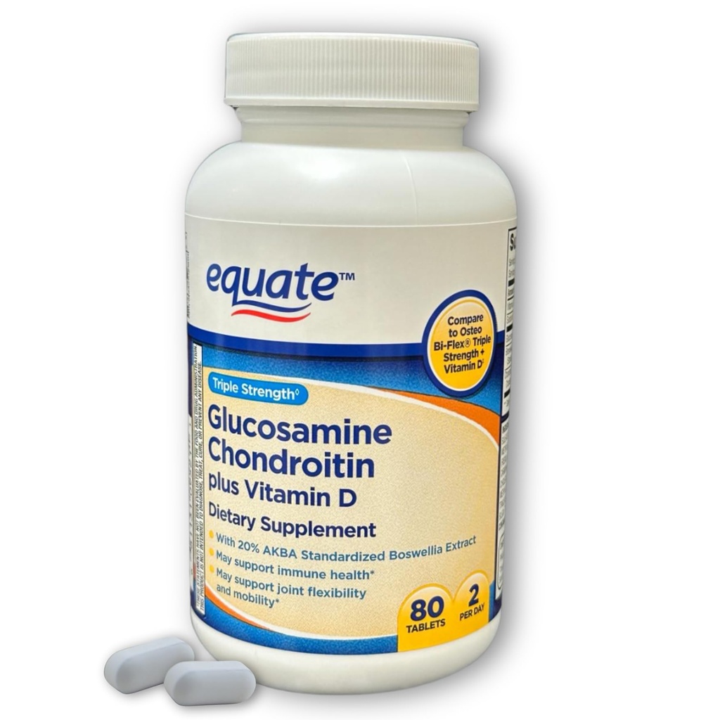 Glucosamine Chondroitin Plus Vitamin D- Tablets Triple Strength, 80ct (Pack of 1)
