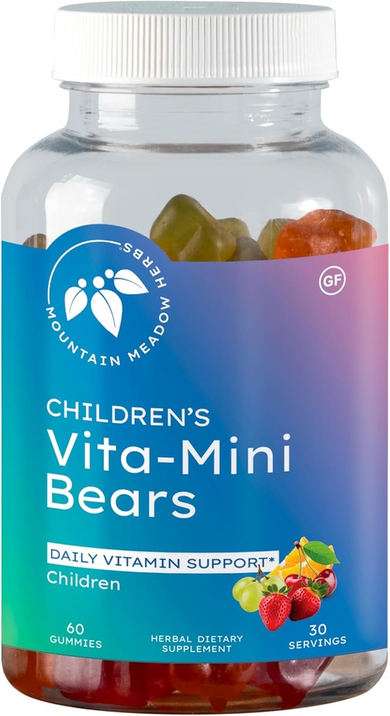 Mountain Meadow Herbs Vita-Mini Bears for Children | Multivitamin with Biotin, Folic & Pantothenic Acid, Iodin, Zinc | for Children’s Healthy Development | Fruit Gummies, 60 ct.
