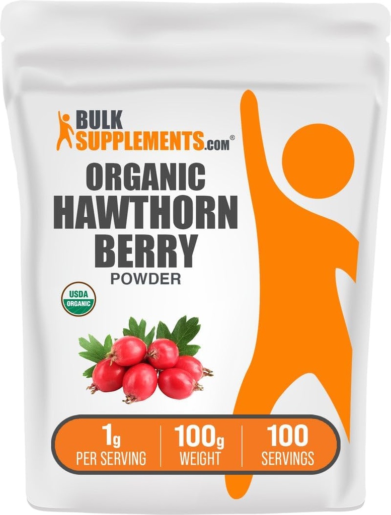 BulkSupplements.com Βιολογικό Hawthorn Berry Powder - συμπλήρωμα βοτάνων, Hawthorn Berry Organic - Vegan & Gluten Free, 1g ανά Σερβίρισμα, 100g (3.5 oz) (Pack of 1)