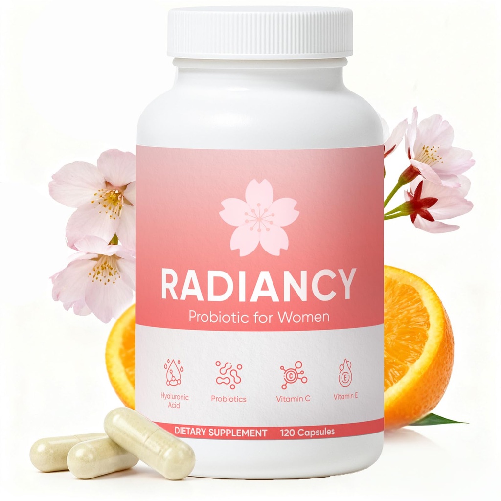 Radiancy Probiotic for Women Vaginal Health - Vaginal Dryness & Ph Balance with Lactobacillus Strains, Cherry Blossom Extract, Hyaluronic Acid, Vitamin C | 120 Count