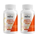 Heivy Acetyl L-Carnitine 500 mg (2 Pack), Amino Acid, Suppots Brain & Nerve Health, Non-GMO, Gluten-Free,180 Capsules
