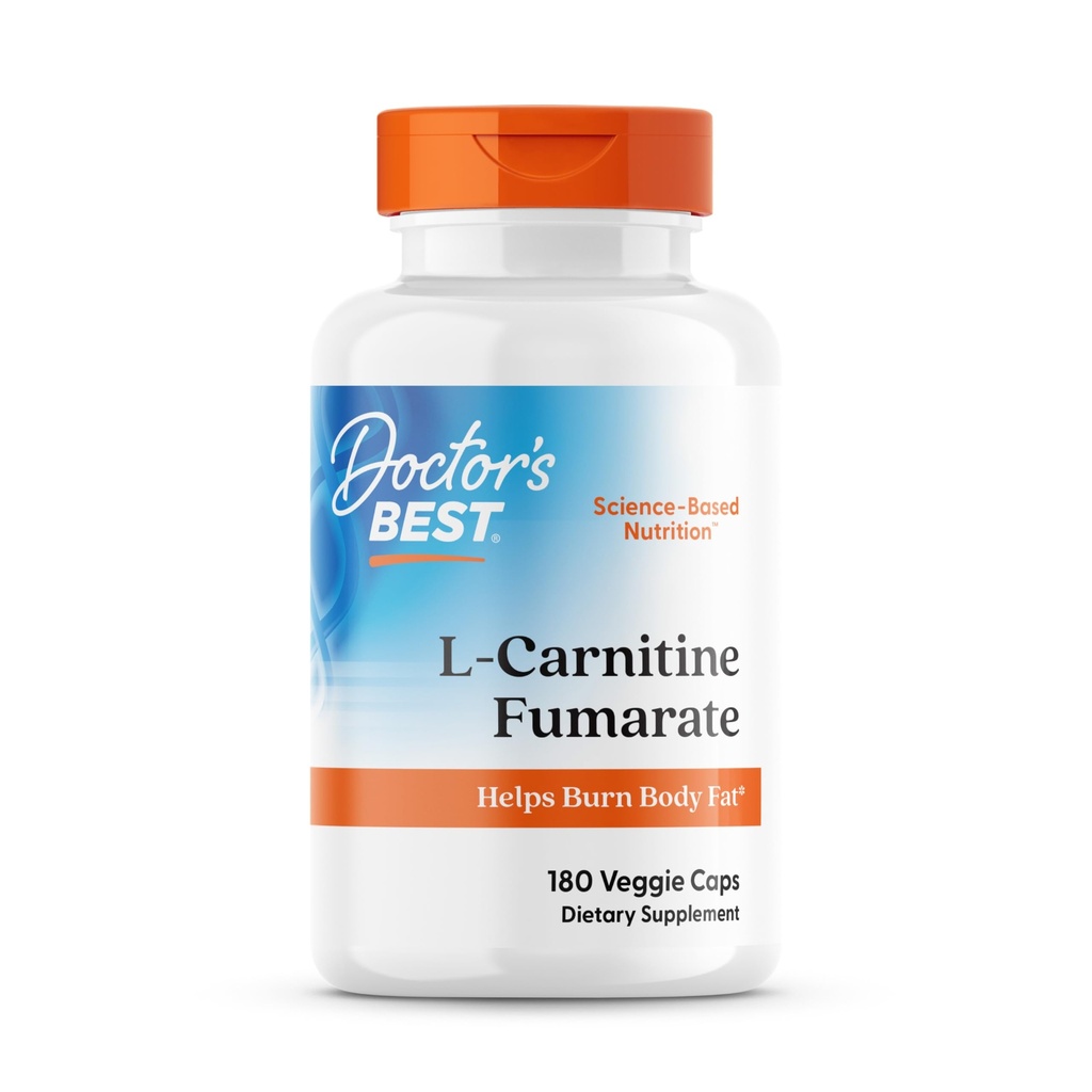 Doctor's Best L Carnitine Fumarate Supplement for Men & Women - L-Carnitine Fumarate with Biosint Carnitines Capsules, Helps Convert Fat into Usable Energy, Non-GMO, Gluten Free, Vegan - 180 Veg Caps