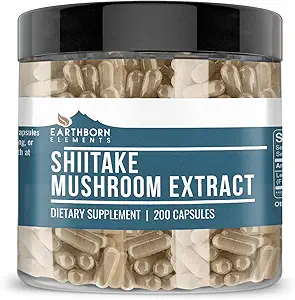 Earthborn Elements Shiitake Mushroom Extract 200 Κάψουλες, Αγνά & Αδιάλυτα, Χωρίς Πρόσθετα