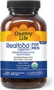 Country Life RealFood Organics for Men – 60 Tablets | 1,300mg Organic Fermented Whole Foods, 7-Mushroom Superfood & Aloe – Certified Gluten-Free, Vegan & USDA Organic Multivitamin