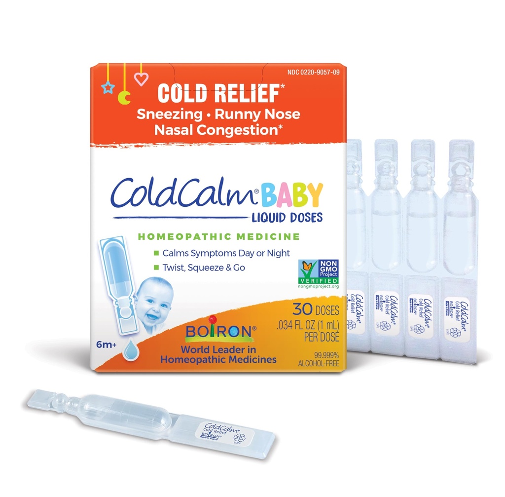 Boiron ColdCalm Baby Ενιαίας Χρήσης σταγόνες για την ανακούφιση από τα ψυχρά συμπτώματα του φτάρνισμα, Runny μύτη, και Nasνική συμφόρηση - Στείρα και μη υπνηλία Υγρές Δόσεις - 30 Μέτρα