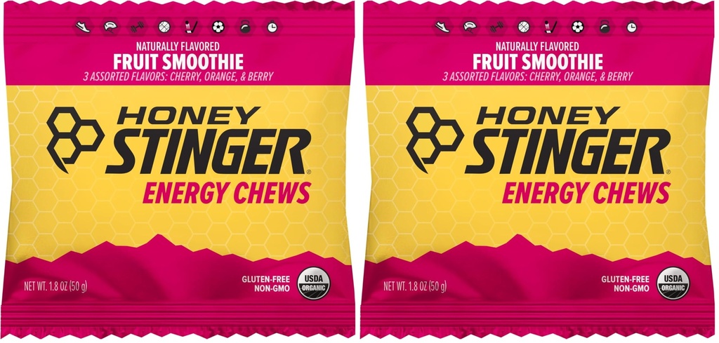 Honey Stinger Organic Energy Chews, Fruit Smoothie, 1.8-Ounce Bag (Pack of 2)