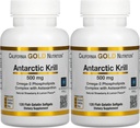 California Gold Nutrition Antarctic Krill Oil, Ultra-High Omega-3 με Ασταξανθίνη, Φυσική Φράουλα & Γεύση Λεμονιών, Μη ΓΤΟ, Χωρίς γλουτένη, 500 mg, 120 ψάρια Ζελατίνη Softgels, 2 συσκευασίες