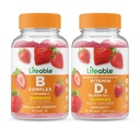 Βιώσιμο σύμπλεγμα Β + βιταμίνη D 10000 IU, Gummies Bundle - Μεγάλη γεύση, συμπλήρωμα βιταμίνης, χωρίς γλουτένη, GMO δωρεάν, Μασώμενα