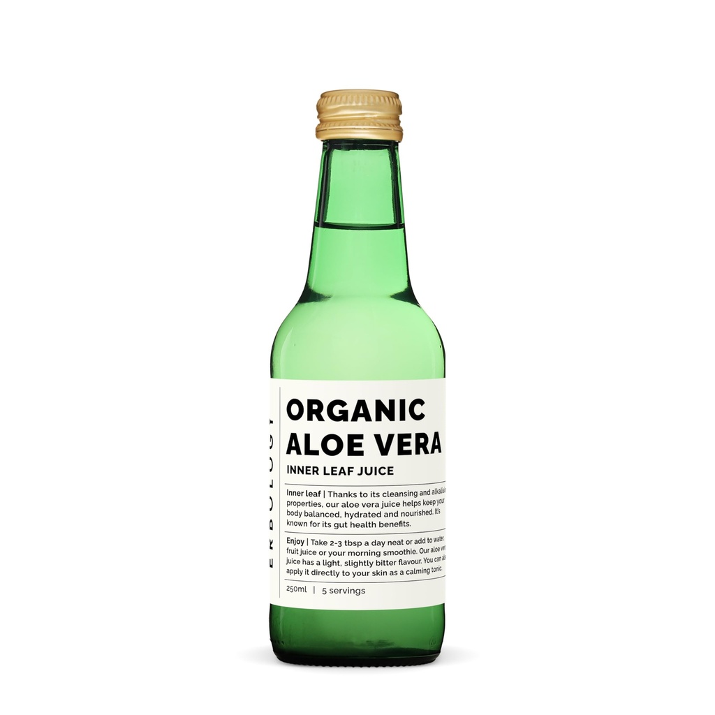 100% Organic Aloe Vera Juice 8.5 fl oz - Supports Immunity & Gut Health - Straight from Farm in Spain - Undiluted - No Added Sugar or Artificial Preservatives - Non-GMO - Recyclable Glass Bottle