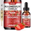 Triple Magnesium Complex Supplement, Μαγνήσιο Γλυκινικό, Blend, Κιτρικό Υγρό Σταγόνες 1000mg με Ashwagandha, CoQ10, Βιταμίνη B6, C, D, Ψευδάργυρος - Υποστήριξη Ηρεμία Άγχος Ανακούφιση, Οστών, μυών, Mood Vegan