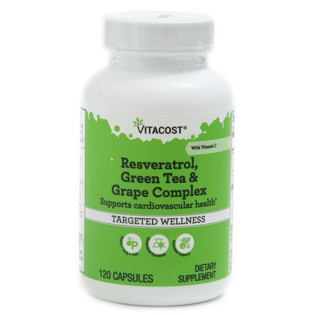 Vitacost Resveratrol + Green Tea & Grape Complex - 120 Capsules