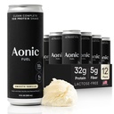 Aonic Fuel 32g Protein Shake, 5g Fiber, Lactose-Free, Complete Amino Acid Profile, No Added Sugar, Made with Real Vanilla, 11 fl oz (Pack of 12) - Smooth Vanilla