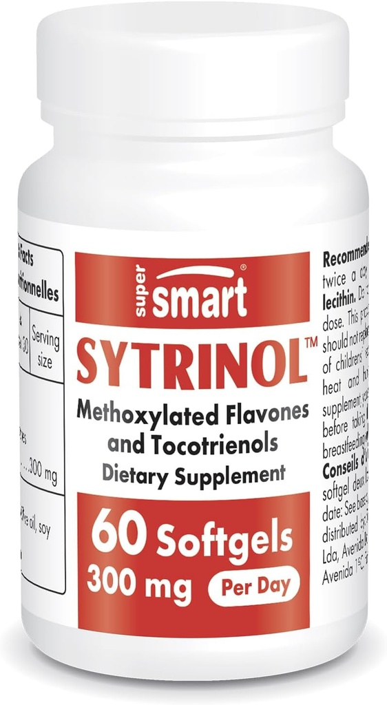 Supersmart - Sytrinol Supplement 300mg per Day (High Absorption) - Citrus Bioflavonoids & Tocotrienols Complex - Palm Fruit Extract | Gluten Free - 60 Softgels