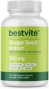 BESTVITE εκχύλισμα σπόρων σταφυλιού 500mg (120 κάψουλες χορτοφαγικής) - Δεν Stearates - Τυποποιημένο σε 95% Πολυφαινόλες
