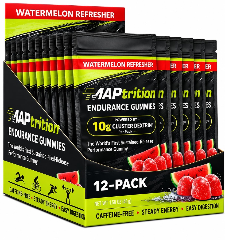 Endurance Gummies – 10g Cluster Dextrin Sustained-Release Energy Chews | No Caffeine, No Crash | for Runners, Cyclists & Hybrid Athletes | 12 Pack