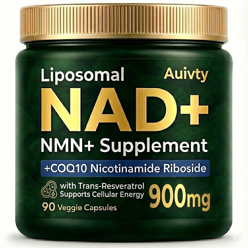 Liposomal NAD+ NMN Supplement with COQ10, Nicotinamide Riboside, Trans-Resveratrol, 900mg, 90 Veggie Capsules