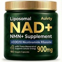 Liposomal NAD+ NMN Supplement with COQ10, Nicotinamide Riboside, Trans-Resveratrol, 900mg, 90 Veggie Capsules