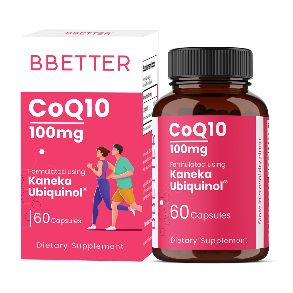 BBETTER CoQ10 – 100 mg with Kaneka Ubiquinol®, Active Form of Coenzyme Q10 -Supports Cellular Health & Natural Energy Production- High-Absorption Formula - 60 Softgels