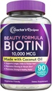 Doctor's Recipes Biotin 10.000 mcg, Hair Growth, Healthy Skin & Nails, Energy Μεταβολισμός, χορτοφαγική-φιλική βιοτίνη, με λάδι καρύδας, μη-GMO, 3μηνη προσφορά, 90 χορτοφαγικά Softgels