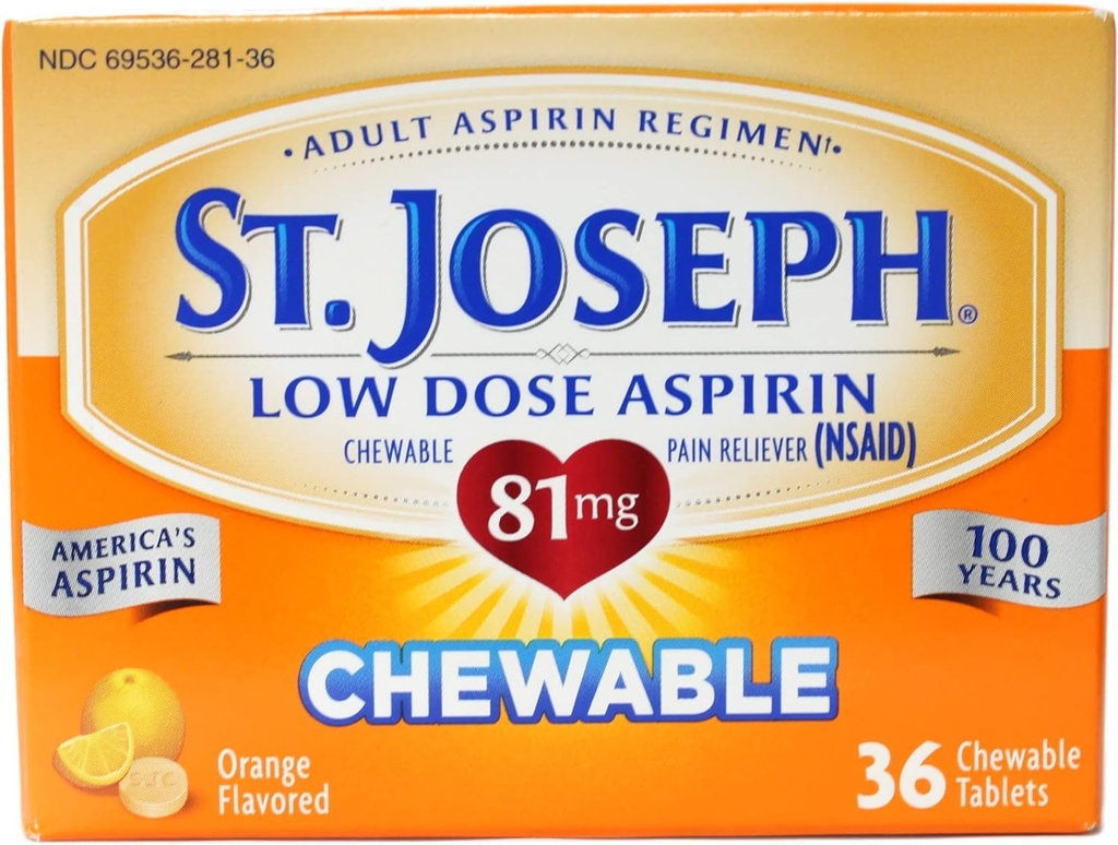 St. Joseph St. Joseph 81mg Chewable Aspirin 36's Orange Flavor