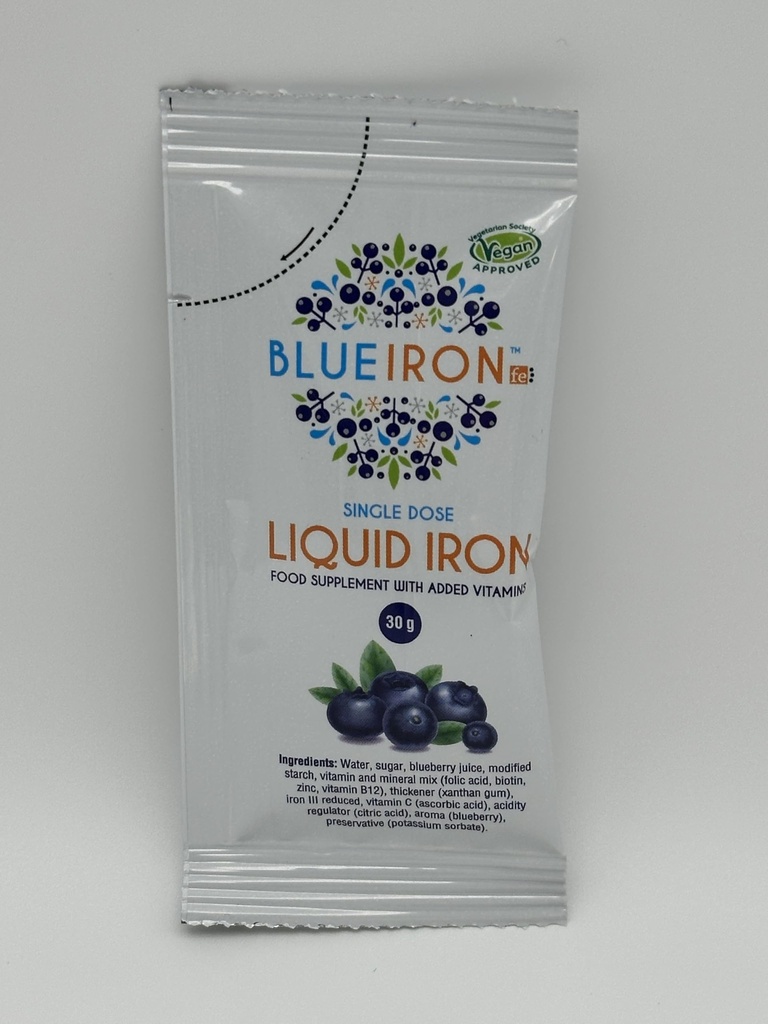 Blue Iron Original Liquid Iron Supplement – Single-Dose 30 g Sachets – Fast-Absorbing Iron Formula – Gentle, Great-Tasting Daily Iron Support