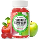 NutraPep Probiotic Kombucha Gummies - Women Men Probiotic Prebiotic Probiotic Blend for Gut Health Bloating Metabolism Support with Slippery Elm Bark Dandelion Root - Vegan Gluten Free Apple Flavor